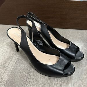NINE WEST black leather high heels
